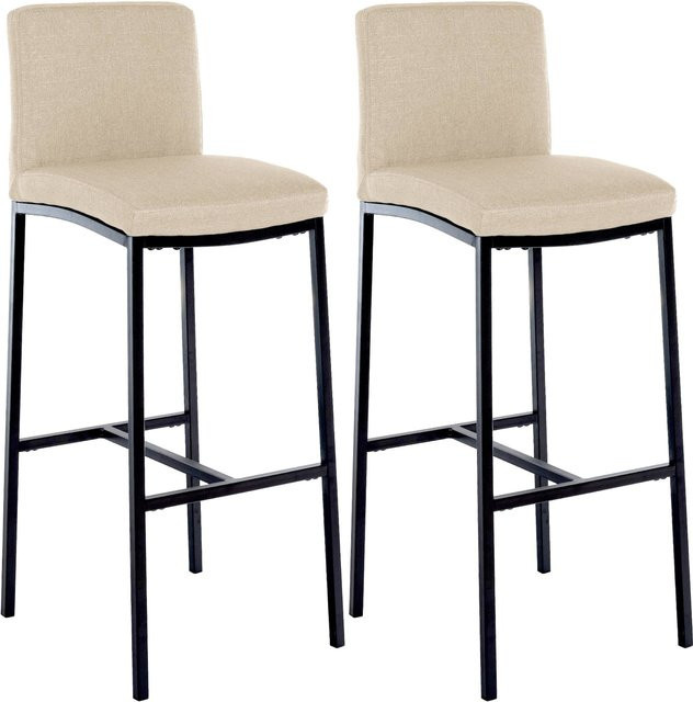 CLP Barhocker 2er Set Freeport gepolsterte Barstühle mit Lehne und Fußablage in Schwarz mit matt-schwarzem Metallgestell - Bild 1