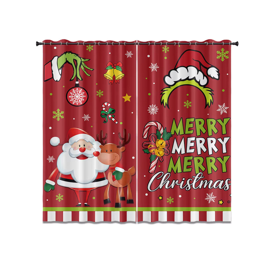 2er-Set Verdunkelungsvorhänge mit Weihnachtsmann-Print in Rot für dein Wohnzimmer - Bild 3