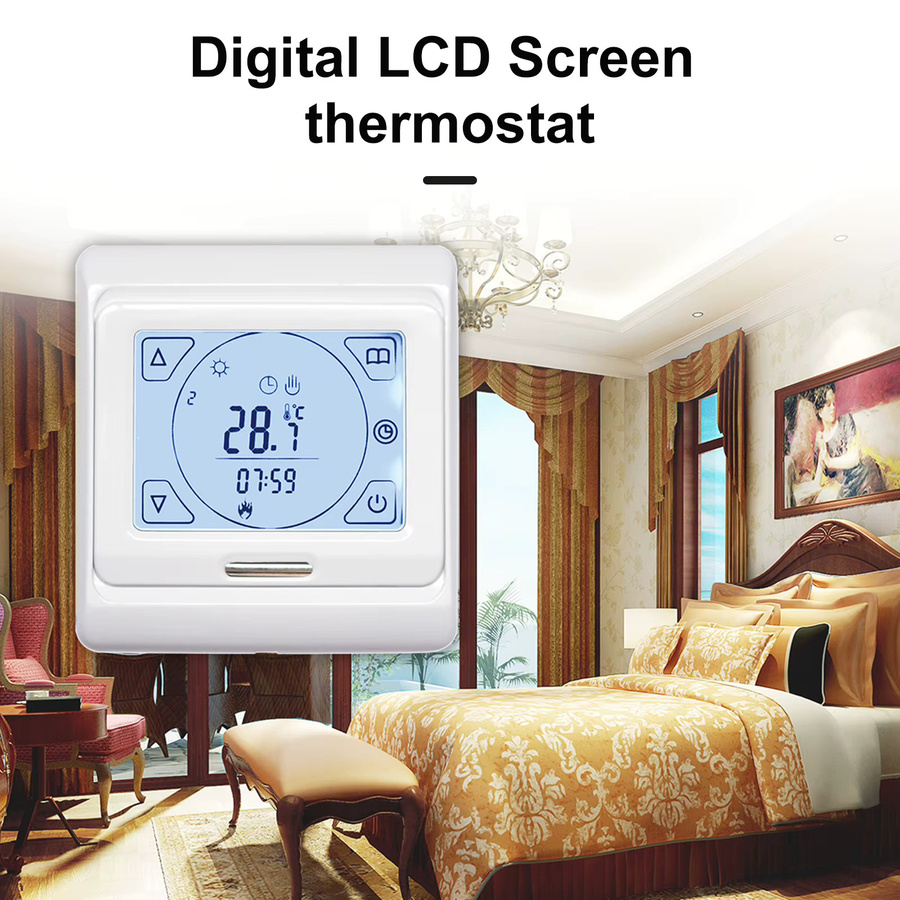 Conentool Smart Home Thermostat für elektrische Fußbodenheizung, programmierbarer digitaler LCD-Temperaturregler, 16A, Weiß - Bild 3