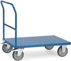 Fetra Schiebebügelwagen 2503B mit Blechplattform in Blau mit TPE-Reifen und 600kg Tragkraft - Bild 1