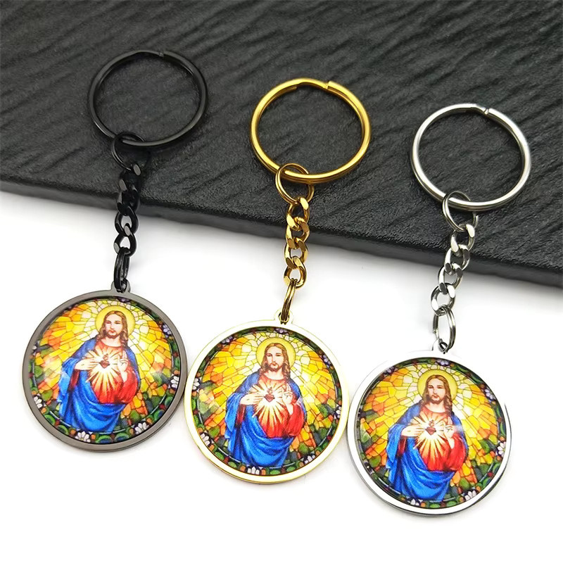 JYTF Schlüsselanhänger Edelstahl, Heiliges Herz Jesu Medaille, Unisex - Bild 2