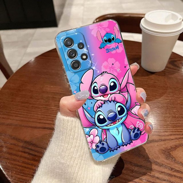 Disney Stitch und Engel Freunde transparente Silikonhülle für Samsung Galaxy A55 5G, A54, A35, A34, A15, A06, A16, A17, A26, A36, A37, A56, A07 - Bild 1