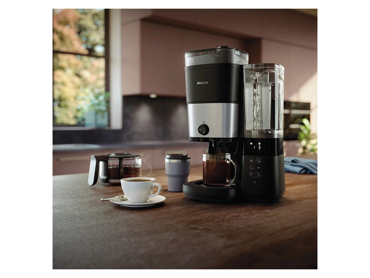 Philips Grind Brew Kaffeemaschine HD7888/01 in Schwarz mit Glaskanne und Timer - Bild 2