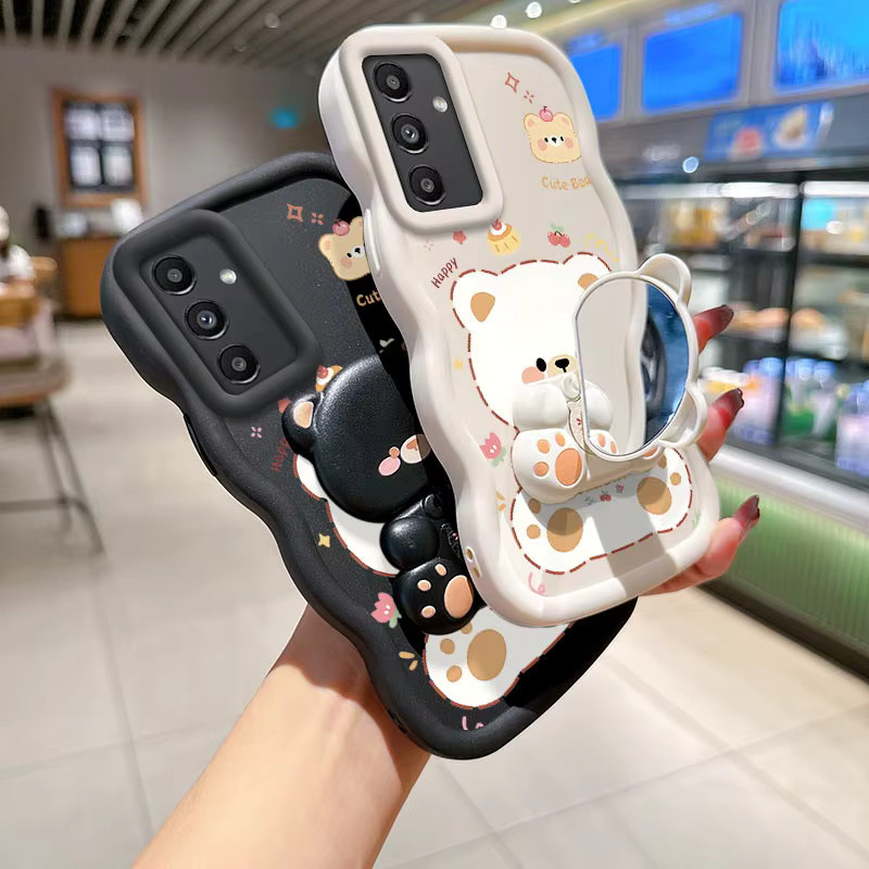 Samsung Handyhülle aus Silikon mit Wellenform und Katzenmotiv in Weiß für A15 A16 A14 A13 A12 A06 A05 A05S A04 A04E A03S A03 A02 - Bild 3