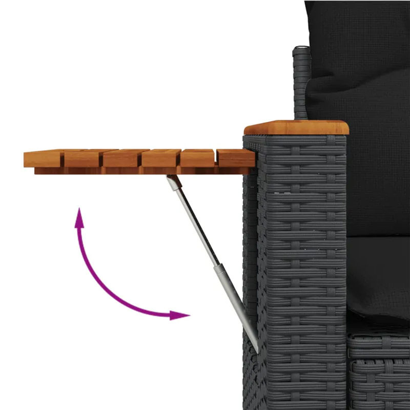 vidaXL 6-teilige Garten-Sofagarnitur aus Poly-Rattan und Akazienholz in Schwarz mit Kissen - Bild 3