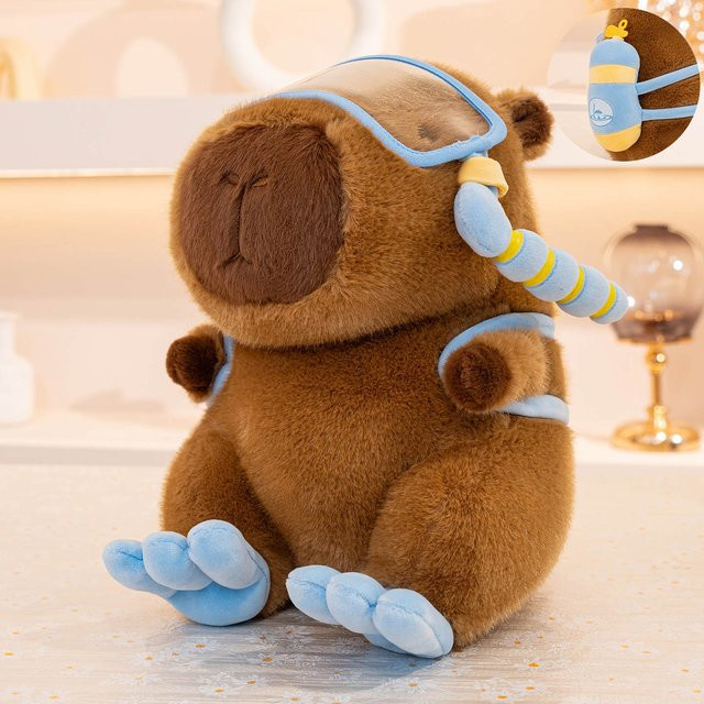 Linyi toy Capybara Sportserie Plüschtier, Taucheranzug Skateboarden Fußball, grün, 30cm - Bild 1