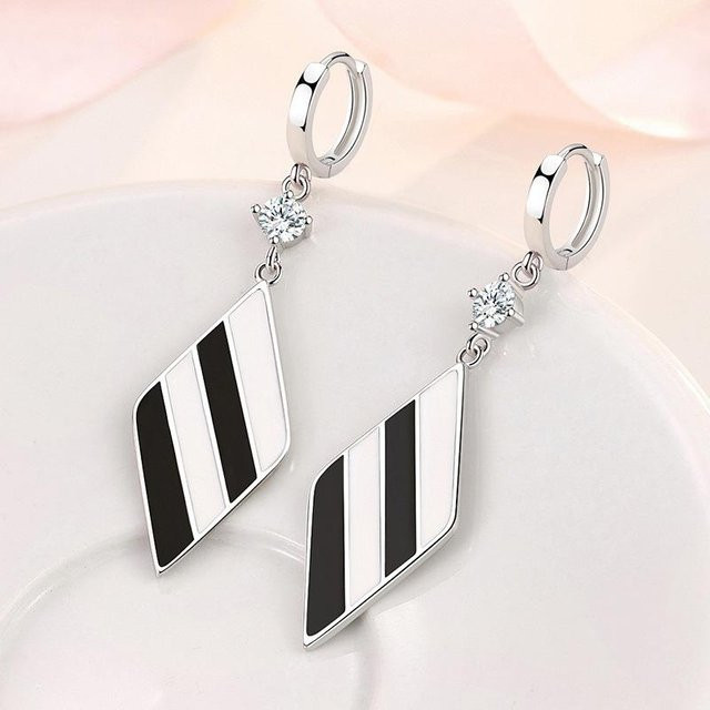 Wucifang Jewelry Ohrringe, 925 Silber, Schwarz, Zirkonia, Damen - Bild 1