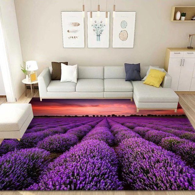 WTEMPO 3D-Bodenmatte mit Strandwellen-Design in Lila, rutschfest und waschbar, B/T: 80 x 100 cm - Bild 1