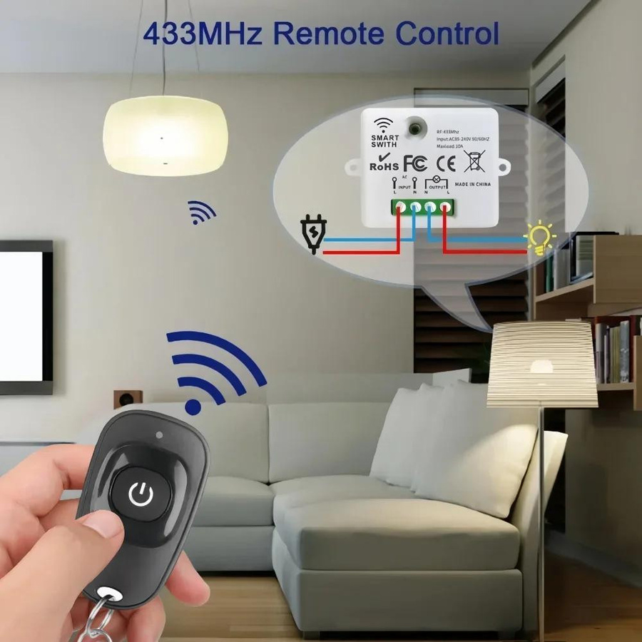YJMP Universeller drahtloser Fernbedienungsschalter mit 433MHz RF-Sender und Relais-Empfängermodul für AC 220V in Zitronen-Gletscher-Farbe - Bild 5
