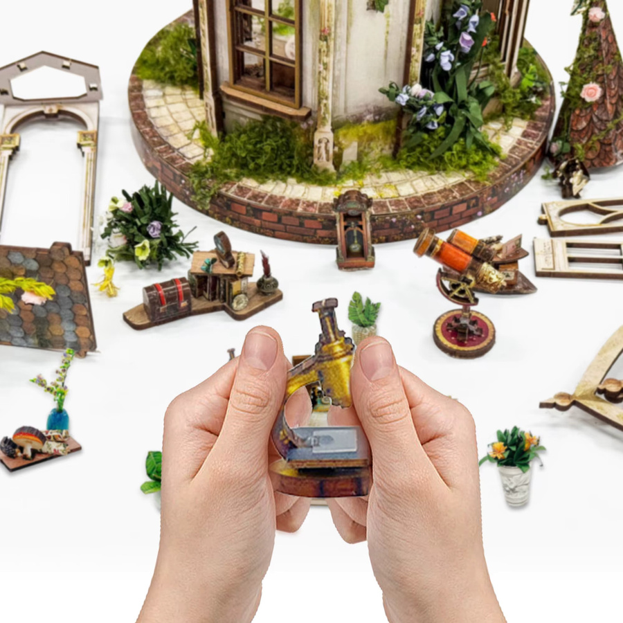ELEVEN-CUTE DIY Holz Dreamland Floral Studio Buch Nook Regal Einsatz Kit Miniatur Modell Bausatz mit Licht - Bild 5