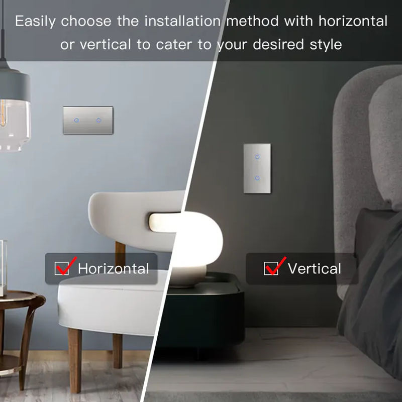 BSEED Doppelwandiger Touch-Schalter mit Lichtsensor aus Kristallglas, Wasserdichtes Panel mit blauer Hintergrundbeleuchtung, EU-Standard - Bild 4