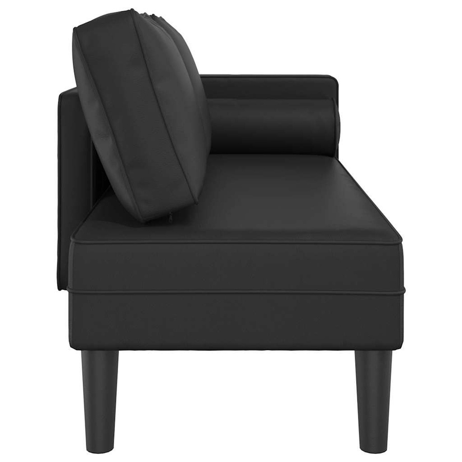 vidaXL Chaiselongue mit Kissen in Schwarz aus Kunstleder, B/T/H: 116,5 x 62,0 x 57,5 cm - Bild 4