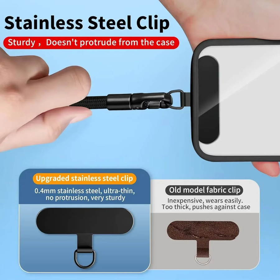 Universelles verstellbares Telefon-Lanyard für iPhone 17 Pro Max, kurzes Handgelenkband aus Polyester in Orange - Bild 5