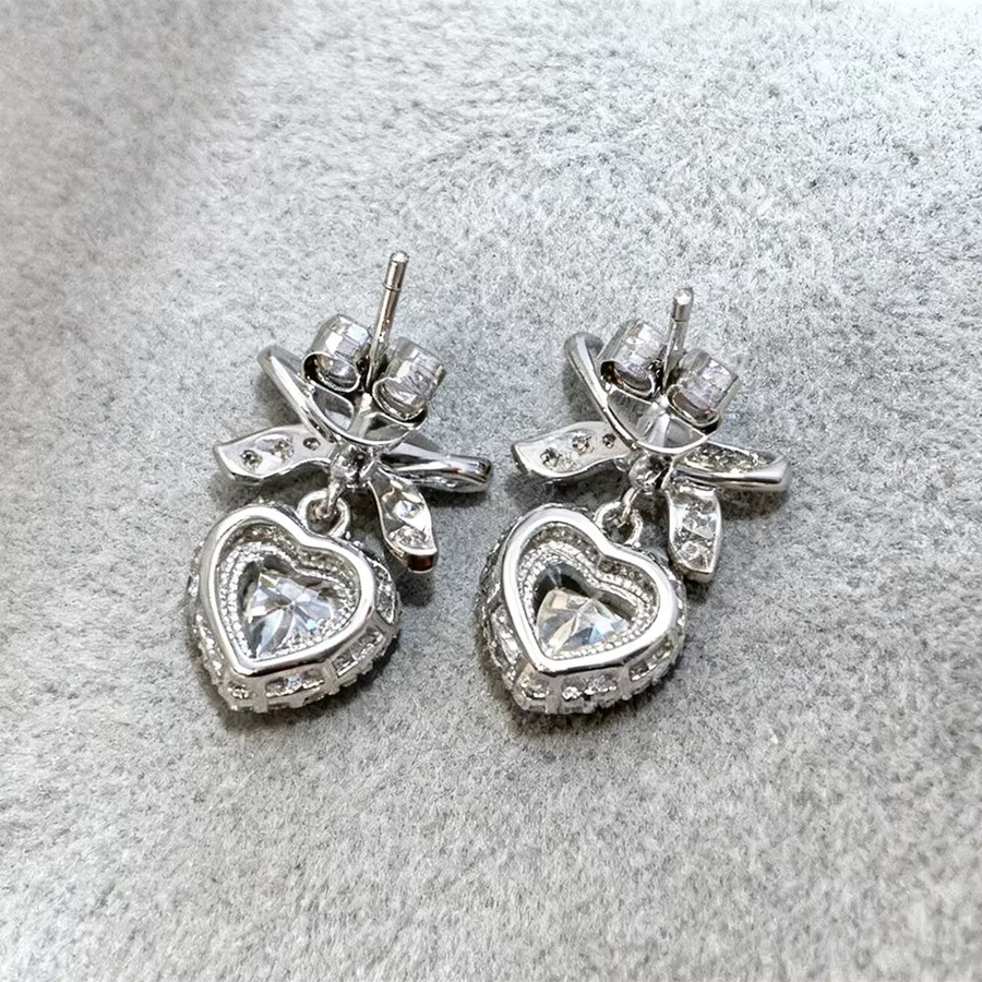 BXINY Ohrstecker Moissanit, 925 Silber, Herzschliff, Damen - Bild 2
