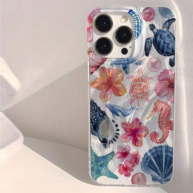 Samsung Handyhülle mit rosa Seestern Quallen und Krabben Muster für Galaxy A16 A26 A56 5G A55 A54 A34 A15 A35 S21FE S25 S22 S23 S24 Ultra in Grau und Mehrfarbig - Bild 1