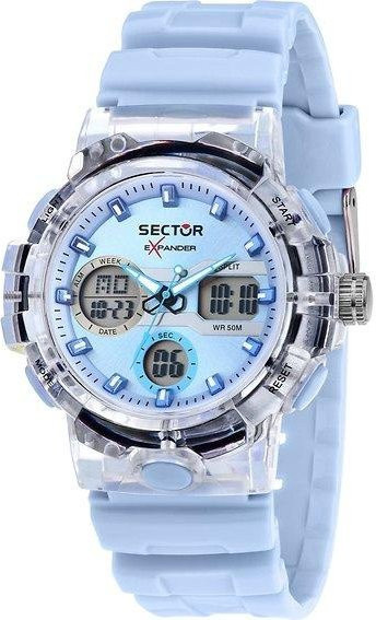 Sector Herrenuhr, Quarz, Silikonarmband, blaues Zifferblatt, grau - Bild 1