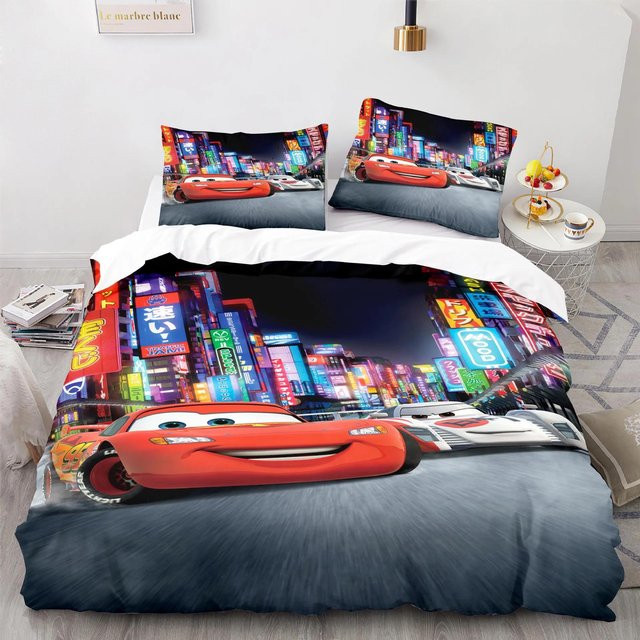 Autos Lightning McQueen 3D Kinderbettwäsche-Set 3-teilig aus 100% Polyester mit 1 Bettbezug, Breite: 180 cm, Länge: 220 cm - Bild 1