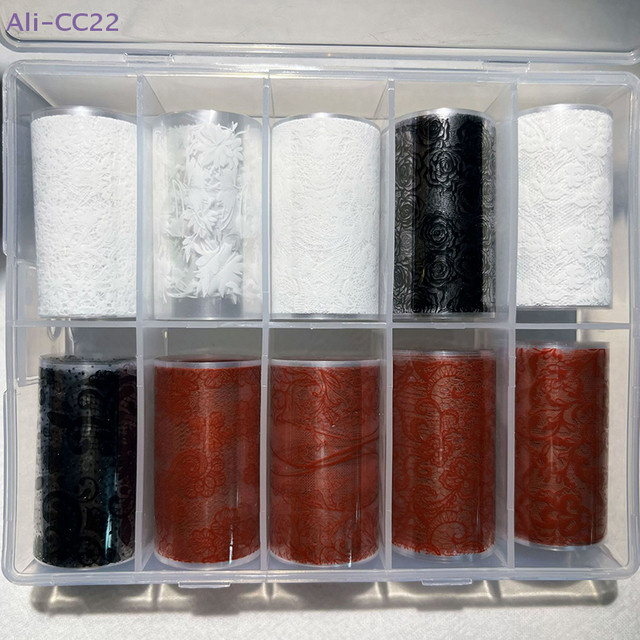 JETTING Nageltransferfolien Spitzenblumen, Schwarz-Weiß-Rot - Bild 1