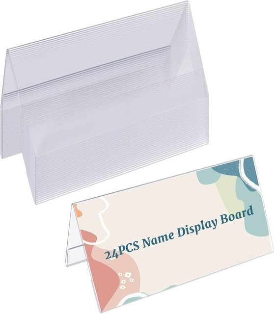 24 Stück V-förmige Namensanzeigetafel aus Acryl in Transparent, Schreibtisch-Namensschildhalter und Etikettenhalter für Regale, B/T/H: 12 x 5,59 x 6,1 cm - Bild 1