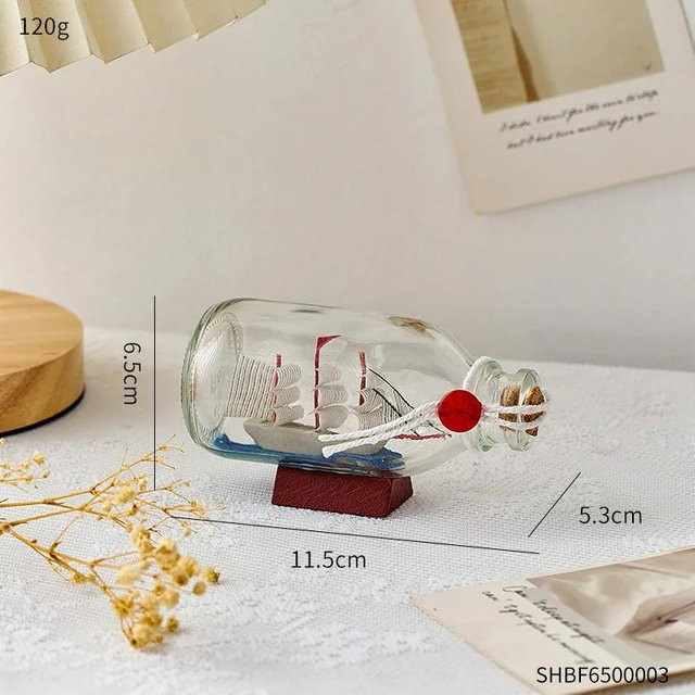Moderne Glas-Driftflasche mit dem Schiff Fluch der Karibik in transparent, Tischdekoration von Household supplies MH - Bild 1