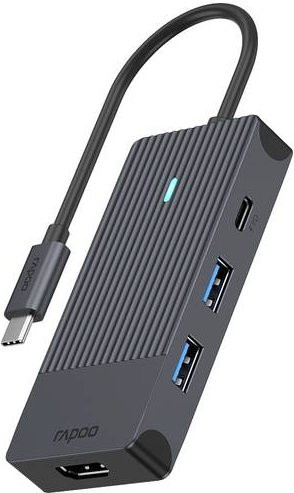 Rapoo 4-in-1 USB-C Multiport Adapter Dockingstation mit HDMI 4K UHD, USB-A und USB-C in Grau - Bild 2