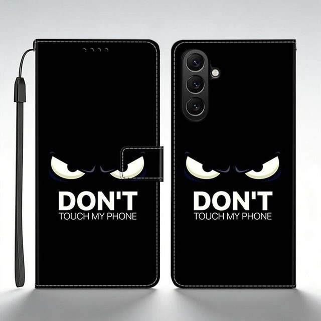 Leder-Klapphülle im Brieftaschen-Design für Samsung Galaxy S26 und S26 Plus mit niedlichem Cartoon-Print in Schwarz - Bild 1