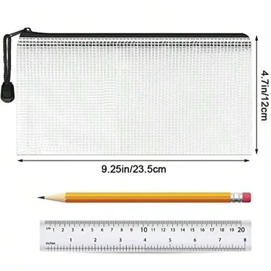 Transparente wasserdichte Gitter-Stifttasche mit Reißverschluss aus Kunststoff, A6, Schwarz - Bild 2