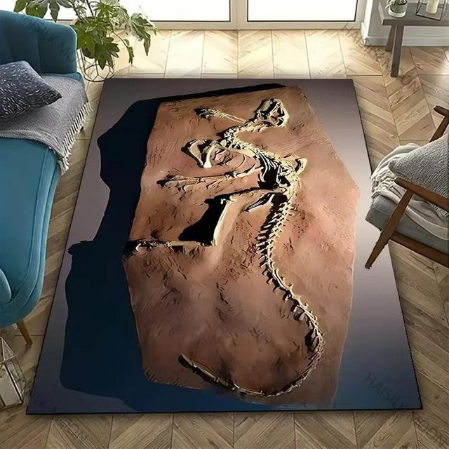 Wucifang Jewelry Dinosaurier-Fossil-Teppich für das Kinderzimmer, weich und rutschfest, mehrfarbig, B/T: 60 x 40 cm - Bild 1