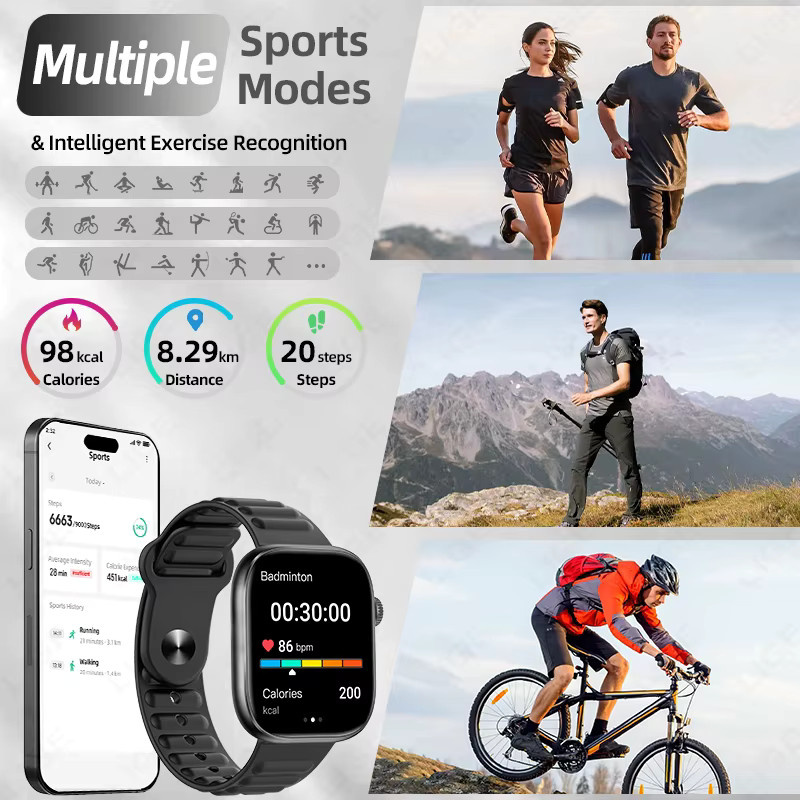 LIGE Smartwatch mit Bluetooth-Anruffunktion, 1,83 Zoll HD-Großbildschirm, Sport-Fitness-Smartwatch mit Herzfrequenzmesser, Schwarz - Bild 5