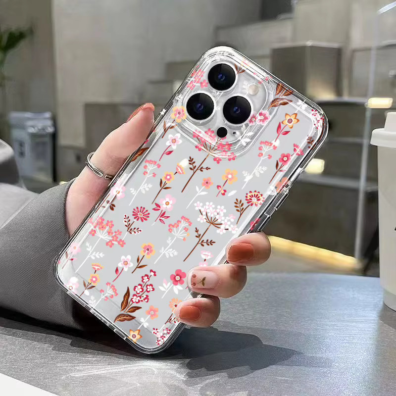 Transparente Handyhülle mit weiß-rosa Blumenmuster für Samsung Galaxy S26 Ultra, S25 FE, S24, S23, S22 Plus, A17, A37, A57, A56, A55, A54, A53 - Bild 3