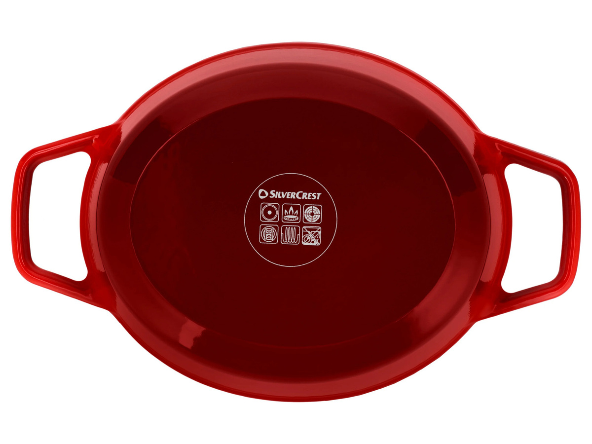 SILVERCREST Premium Gusseisenbräter emailliert, Rot, Durchmesser: 24 cm - Bild 3