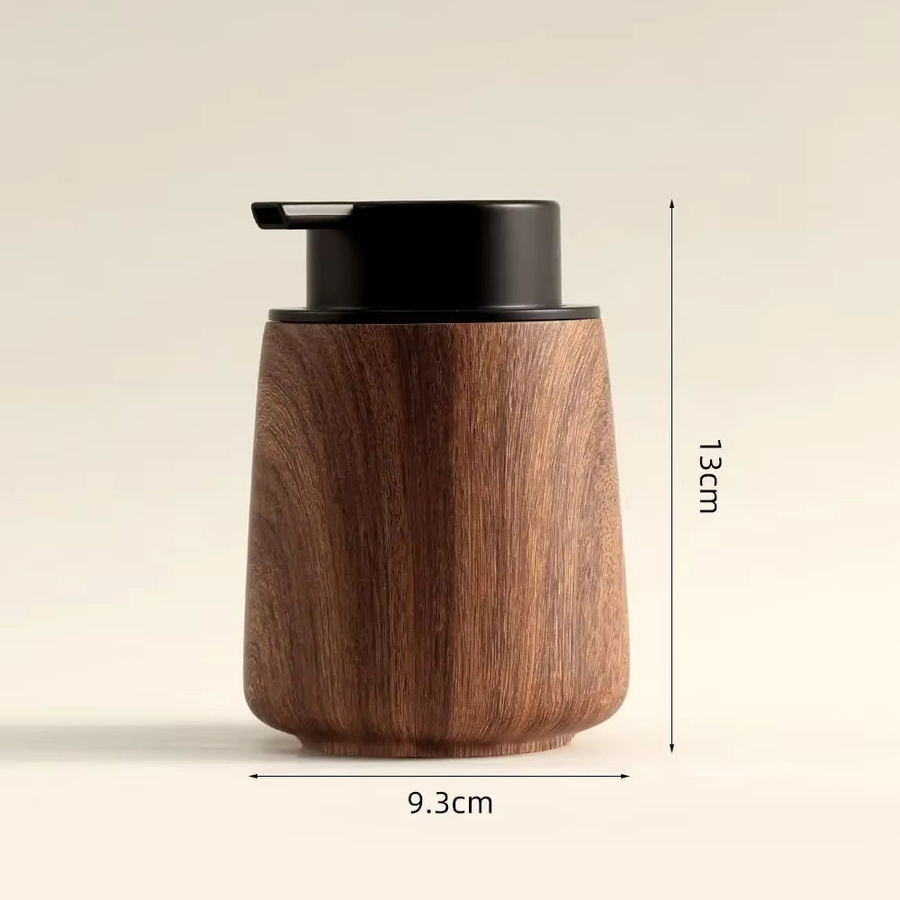 Luxuriöser Schaum-Seifenspender mit Walnussholzmaserung in Braun, B/T/H: 13,0 x 9,3 cm - Bild 5
