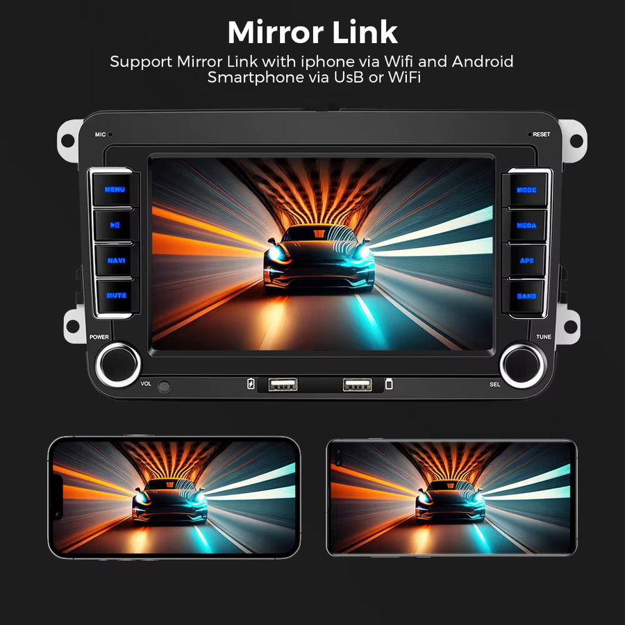 Gearelec 2 DIN Android 13 Autoradio mit 7 Zoll Display, Multimedia-Player mit Wi-Fi, GPS und CarPlay in Schwarz, kompatibel mit VW, Skoda, Golf 5/6, Touran, Passat und Jetta - Bild 5