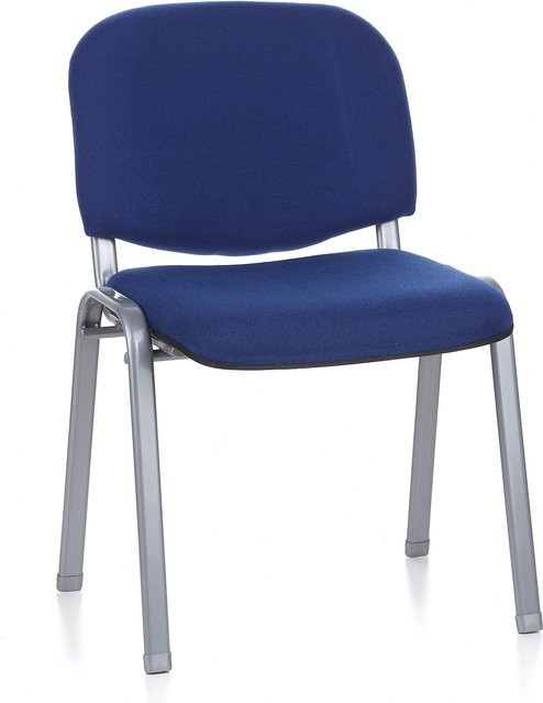 hjh OFFICE Vierfußstuhl XT 600 S in Blau mit Stoffbezug und silbernen Elementen, stapelbar - Bild 1