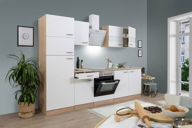 Respekta Küchenblock Economy weiß mit Glastüren und Soft-Close-Funktion B/H/T: 270 x 200 x 60 cm - Bild 1