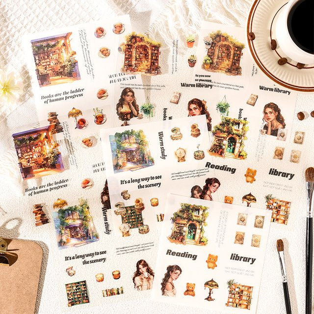 Minimalistisches Retro-Stickerbuch mit 8 Blättern in Multicolour für dein Tagebuch-DIY und Scrapbook-Deko - Bild 1