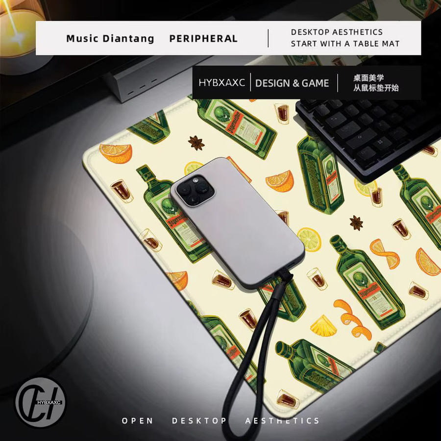 HYBXAXC Mauspad Jagermeister Design in Schwarz und Multicolour mit Handgelenkschutz und rutschfester Unterseite für Gaming und Büro - Bild 2