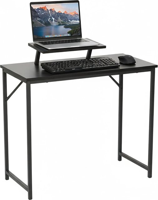 Relaxdays Schreibtisch aus MDF und Stahl in Schwarz mit Monitoraufsatz, B/T/H: 80 x 75 x 40 cm - Bild 1