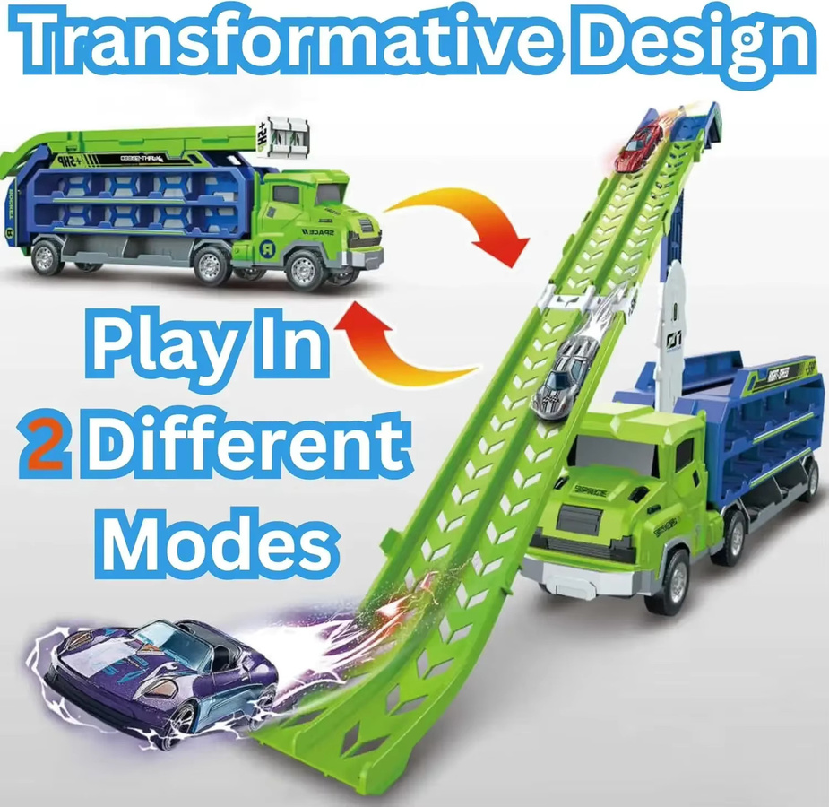 Kmoist Rail Cast Car Set, Inertial Sliding Wheel Truck Rise and Fall Deformation Truck, 6-teiliges Set - Bild 2