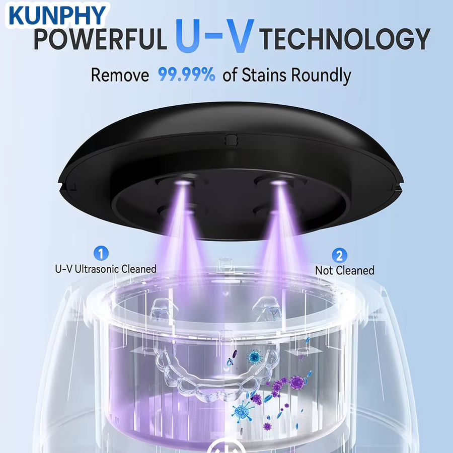 KUNPHY Ultraschallreiniger mit 48kHz Hochfrequenzvibration und UV-Lampe in Schwarz aus Kunststoff - Bild 2