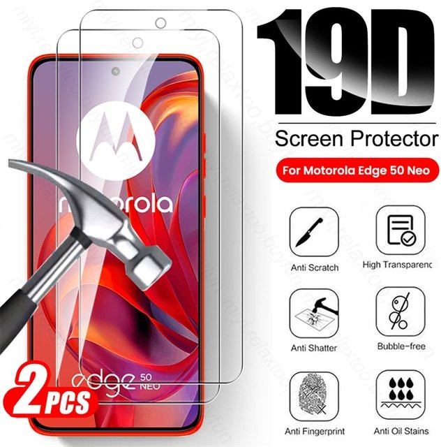 2 Stück Displayschutzfolie aus gehärtetem Glas für Motorola Edge 50 Neo 5G (6,4 Zoll), Transparent, Full Cover - Bild 1