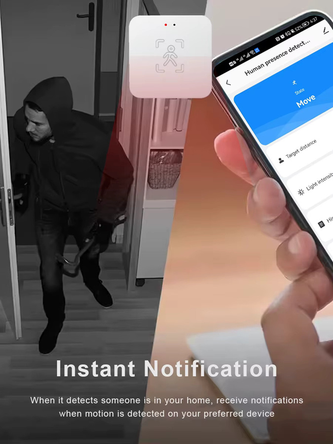Tuya Zigbee Human Presence Detector Smart Life MmWave Radar Pir-Bewegungssensor mit Luminanze, Entfernungserkennung und Atmungserkennung, Weiß - Bild 4