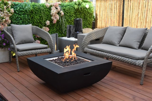 Elementi Gasfeuerstelle Itasy in Schwarz aus Faserbeton B/T/H: 86 x 86 x 40 cm - Bild 1