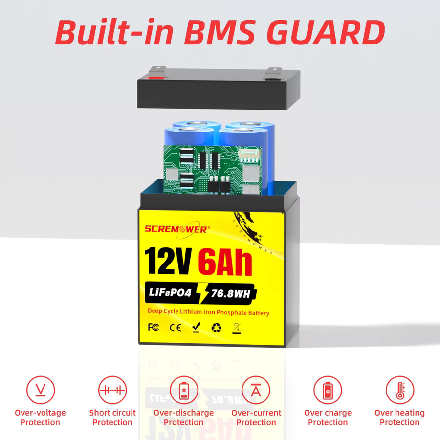 Scream Power 12V LiFePO4 Lithium-Batterie mit integriertem BMS für USV und Fischfinder - Bild 3