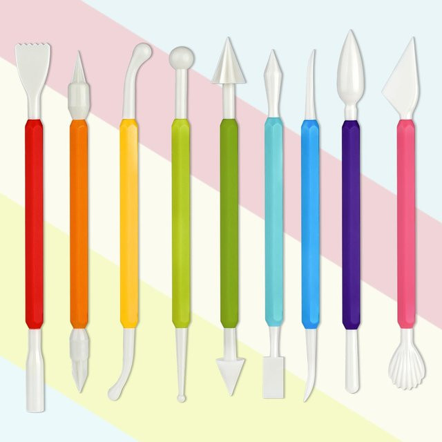 9-teiliges doppelseitiges Modellierwerkzeug-Set aus Kunststoff in Multicolour für Bildhauerei und Kunstprojekte - Bild 1