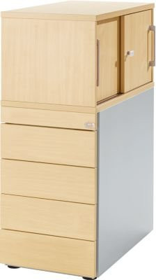 Schäfer Shop Genius Standcontainer mit Aufsatzschrank in Ahorn-Dekor mit Schiebetüren und Schloss - Bild 1