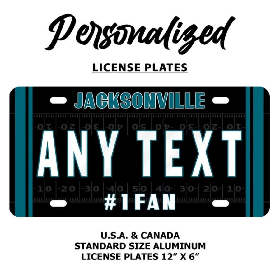 Personalisiertes Jacksonville Jaguars Aluminium-Nummernschild von CIFBUY in Schwarz und Weiß zur Auto- oder Heimdekoration - Bild 2