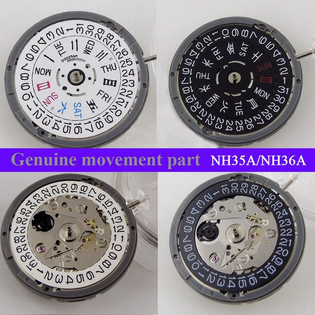 Tandorio Ersatz-GMT-Uhrwerk, mechanisch, automatisch, NH35NH34, Weiß, Schwarz - Bild 1