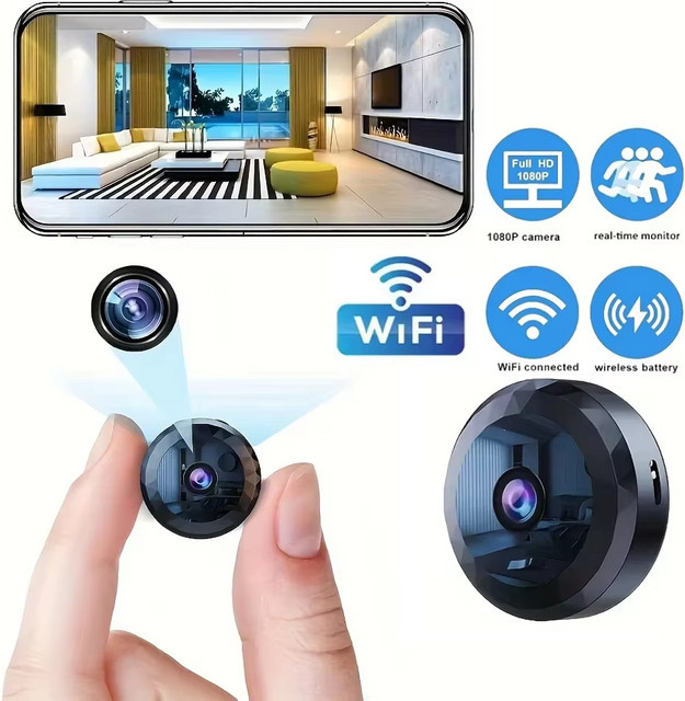 Xiaomi Mini Sicherheitssicherheit Kamera A11 mit 1080P HD, Drahtlose Wi-Fi Überwachung, Bewegungserkennung, Schwarz - Bild 1