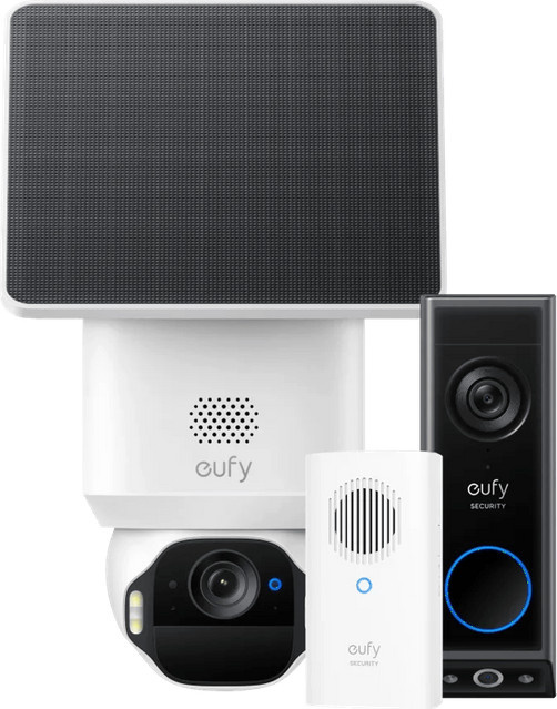 eufy Sicherheitspaket mit SoloCam E42, Video Doorbell E340 und Chime in Weiß mit Wi-Fi - Bild 1